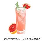 Classic cocktail "Paloma".Summer refreshing alcoholic drink with grapefruit, ice and rosemary.