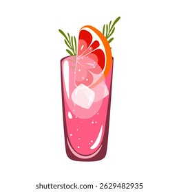 Classic cocktail "Paloma".Summer refreshing alcoholic drink with grapefruit, ice and rosemary.	
