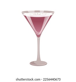 Classic cocktail Porto Flip. Alcoholic cocktail based on port wine and brandy.Vector illustration.