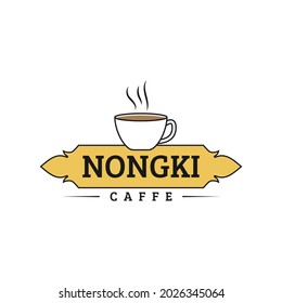 concepto clásico del logotipo de la barra de café con tapón y sello