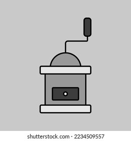 Classic coffee grinder in wooden case vector grayscale icon. Kitchen appliance. Graph symbol for cooking web site design, logo, app, UI