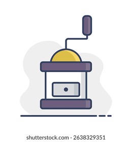 Classic coffee grinder in wooden case vector icon. Kitchen appliance. Graph symbol for cooking web site design, logo, app, UI