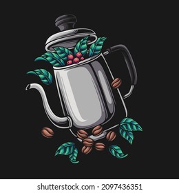 Classic coffee kettle vector illustration