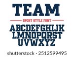 Classic college font. Vintage sport font in American style for football  baseball or basketball logos and t-shirt. Athletic department typeface  varsity style font. Vector 