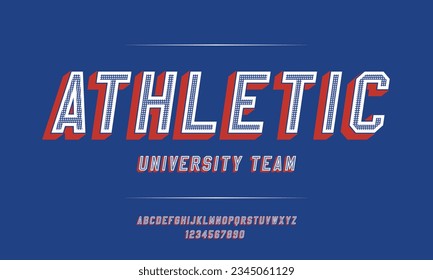 Classic college font. Vintage sport font in american style for football, baseball or basketball logos and t-shirt. Athletic department typeface, varsity style font