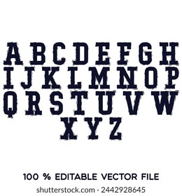 Classic college font. Vintage sport font in american style for football, baseball or basketball logos and t-shirt. Athletic department typeface, varsity style font. Vector