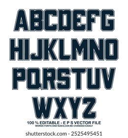 Fonte clássica da faculdade. Fonte esporte vintage em estilo americano para logotipos e camisetas de futebol, beisebol ou basquete. Tipo de face de departamento atlético, fonte de estilo varsity. Vetor
