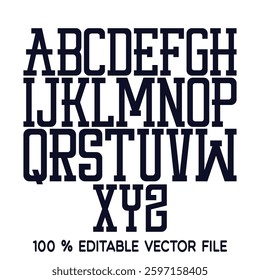 Classic college font. Vintage sport font in american style for football, baseball or basketball logos and t-shirt. Athletic department typeface, varsity style font. Vector