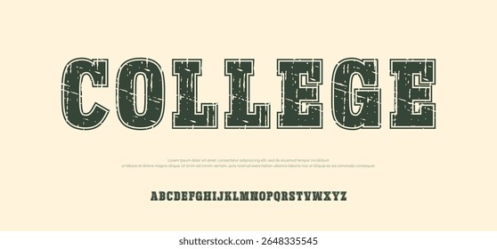 Classic college font. Vintage sport font in american style for football, baseball or basketball logos and t-shirt. Athletic department typeface, varsity style font. Vector	