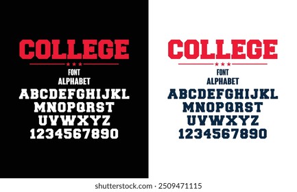 Classic college varsity font alphabet. Varsity sport font in western style for baseball, football or basketball logo, brand and t-shirt. Athletic department typeface, varsity stylish font alphabet