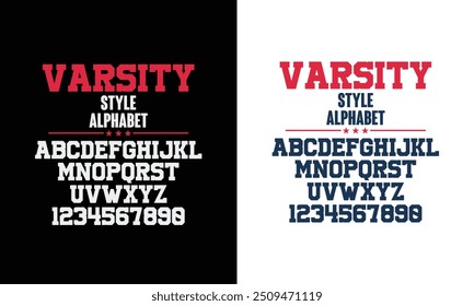 Classic college varsity font alphabet. Varsity sport font in western style for baseball, football or basketball logo, brand and t-shirt. Athletic department typeface, varsity stylish font alphabet