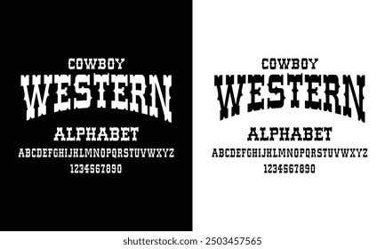 Classic college western font alphabet. Varsity sport font in western style for baseball, football or basketball logo, brand and t-shirt. Athletic department typeface, varsity stylish font alphabet