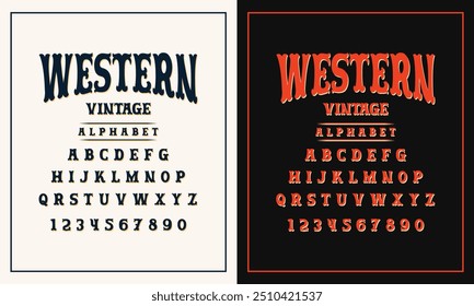 Classic college western font alphabet. Varsity sport font in western style for baseball, football or basketball logo, brand and t-shirt. Athletic department typeface, varsity stylish font alphabet