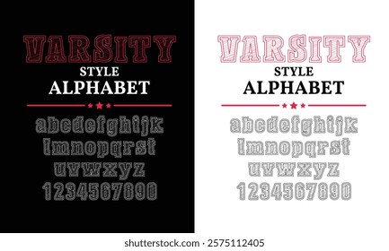 Classic college western font alphabet. Varsity sport font in western style for baseball, football or basketball logo, brand and t-shirt. Athletic department typeface, varsity stylish font alphabet