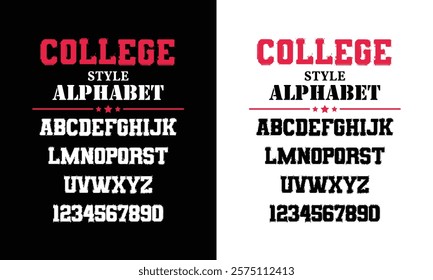 Classic college western font alphabet. Varsity sport font in western style for baseball, football or basketball logo, brand and t-shirt. Athletic department typeface, varsity stylish font alphabet