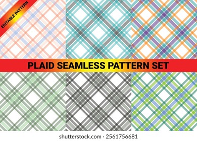 Classic color and Gray Plaid Pattern Design with Intersecting Diagonal Stripes
