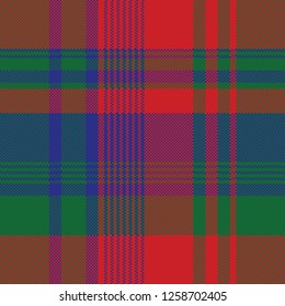 Classic color tartan pixel seamless pattern. Vector illustration.