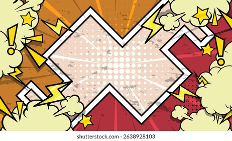 Classic colored cartoon comic pop art background, vintage, with empty space, full vector, eps10, editable.