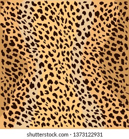 Classic colored leopard fur pattern design, pardus and panthera vector illustration background.