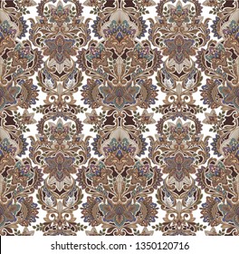 classic colorful seamless ornamental pattern with floral and paisley elements