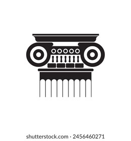 Großbuchstaben der klassischen Spalte schwarze Linie Symbol, ionische architektonische Ordnung Vektorillustration