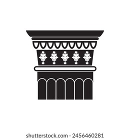 Großbuchstaben der klassischen Säule, schwarze Linie, kunstvolle Architektur in Griechenland Vektorillustration