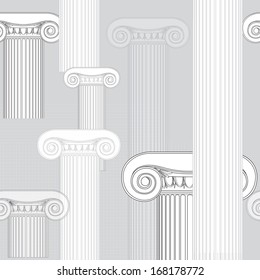 Classic columns seamless background. Roman column. Illustration on white background for design  sketch 