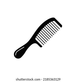 Classic comb icon in black flat glyph, filled style isolated on white background