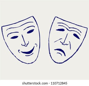 Classic comedy-tragedy theater masks