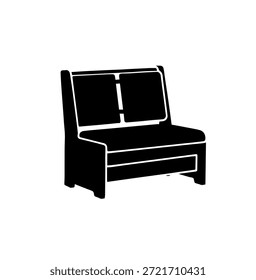 Ilustración vectorial cómoda clásica de la silueta del banco del sofá de dos plazas para el diseño interior de la sala de estar y el diseño de los muebles caseros