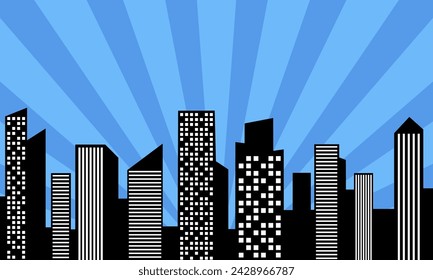 Classic comic style background with city silhouette