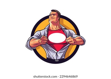 Classic comic superhero mascot logo cartoon illustration vector