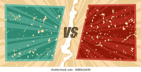 classic comic versus background with torn paper and grunge effect