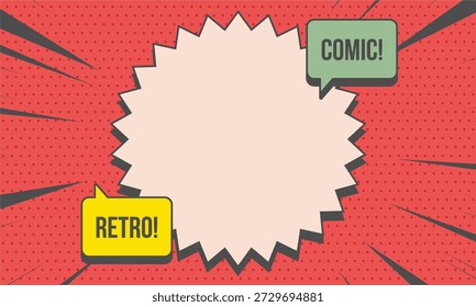 Classic comic vintage color background with blank space in center