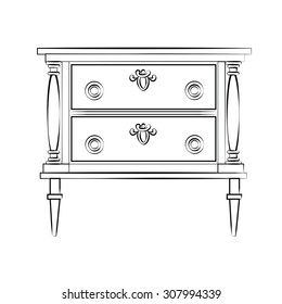 Classic commode with ornaments. Vector