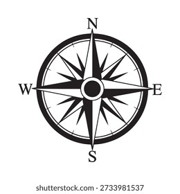 A classic compass rose illustration displaying cardinal directions and navigational points