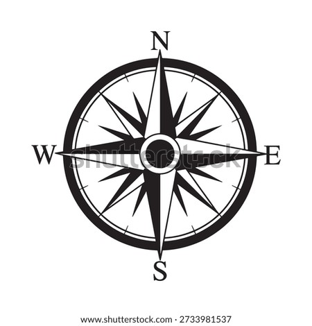 A classic compass rose illustration displaying cardinal directions and navigational points