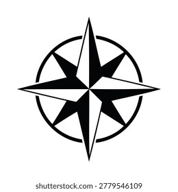 Classic Compass Rose Navigational Vector Icon