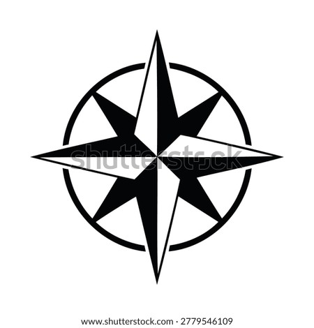 Classic Compass Rose Navigational Vector Icon