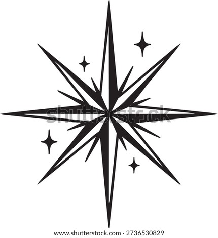 Classic compass rose star vector illustration for navigation symbols