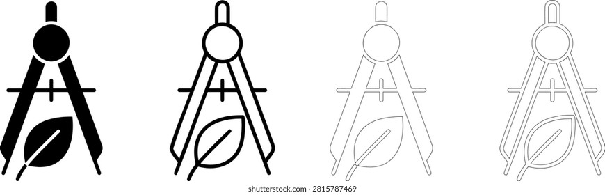 Classic compass and straightedge drafting tools set Editable