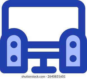 classic computer desk icon blue style design