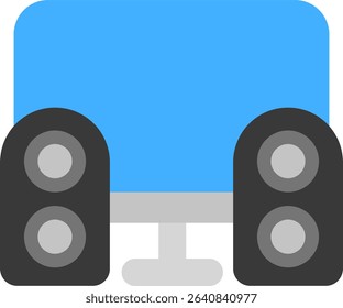 classic computer desk icon flat style design