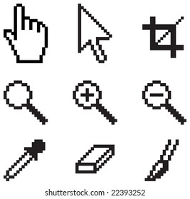 Classic computer tools on white background.