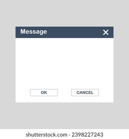 Classic Computer User Interface Element with OK and Cancel Buttons. Old Operating System Template. Error message. Vector stock illustration