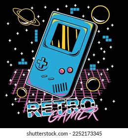 Classic Console Game with Retro 80's Style Vector Illustration