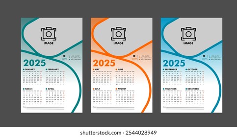 Classic corporate wall calendar for 2025 with humble and professional design. Show a formal and elegant feel in your workspace.