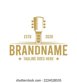Classic country music, guitar vintage retro logo vector illustration