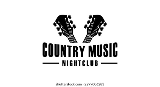 Classic country music, guitar vintage retro logo design