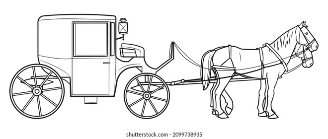 Classic coupe horse cart stock illustration.